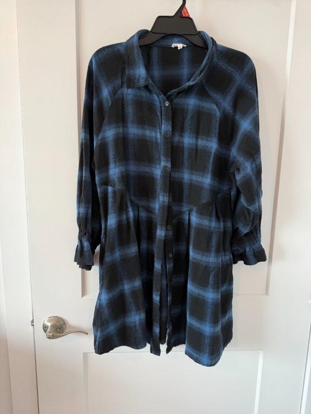 En Creme Plaid Button-Up Dress
